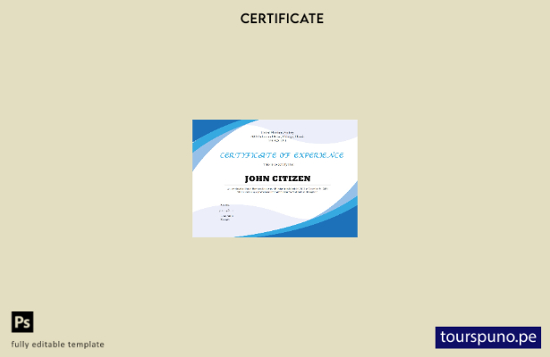Plantilla de certificado de experiencia de plomería de EE. UU. lista para imprim